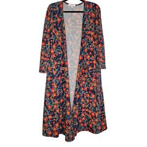 LulaRoe Sarah long Duster Floral Pattern Cardigan Sz Medium